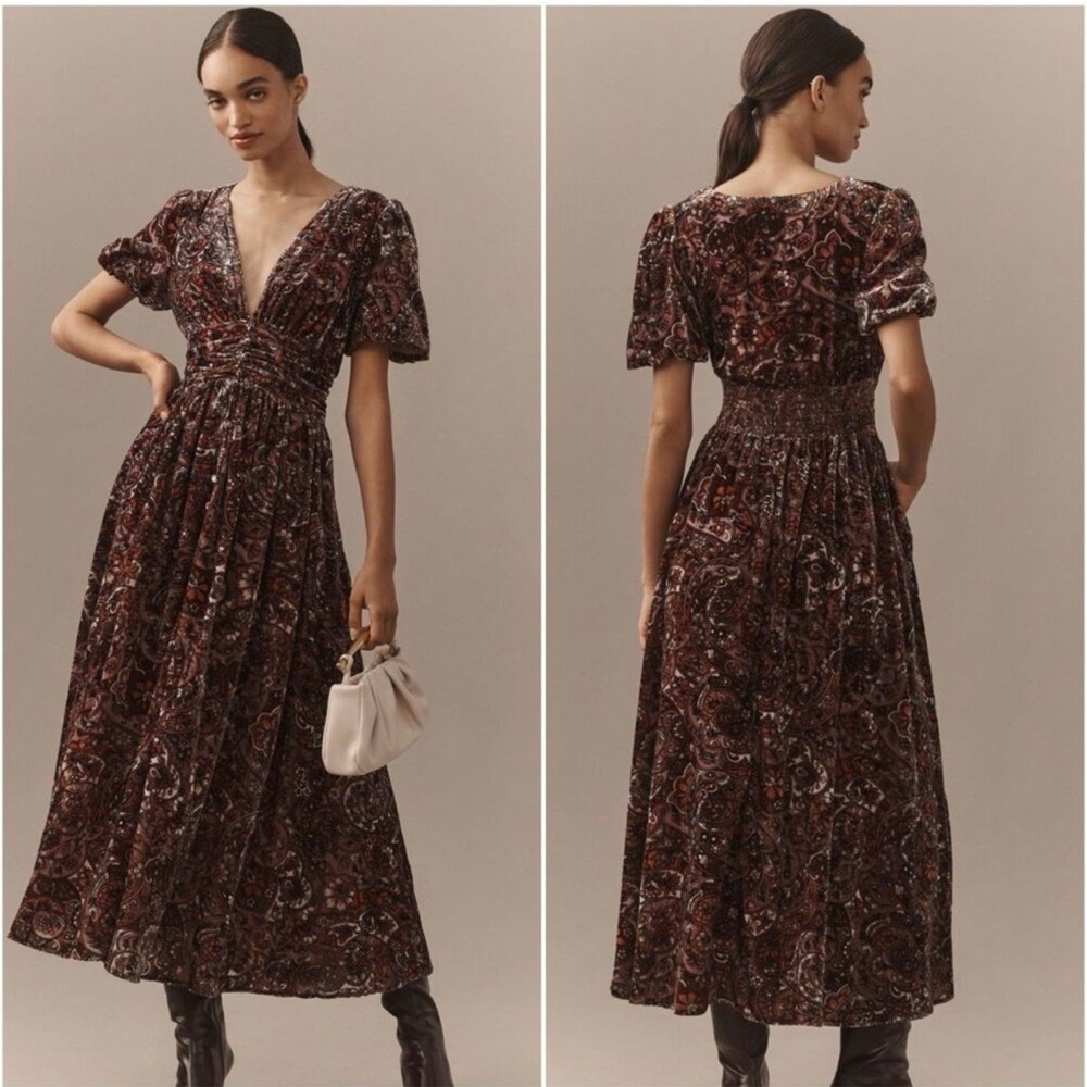 NWT Anthropologie The Katerina Button-Front Dress:
Velvet Edition size 8
